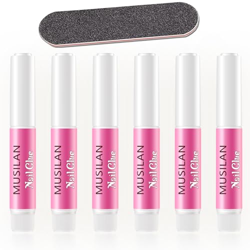 MUSILAN Nail Gel Glue, 6PCS Nail Glue for Acrylic Nails Super Strong Nail Gel Glue for Press on Nail Professional Acrylic Nail Glue False Nail Tips Glue for Broken Nails Adhesive for Fake Nail Tips