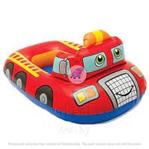 Image of Inflatable Cute Diaper Style Kiddie Float| Water Baby Floater for Kids| Safe Anti-flip Saddle Design Swim Tube Rider| Swim Pool Tube for Toddlers|Swimming Pool Safety Seat (FIRE Brigade)