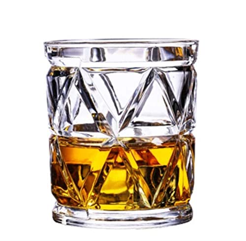 Image of Premium Whiskey Glasses Set of 6, Transparent, 310 ML, Whisky Glass, Diamond Design Bar Glass for Drinking Bourbon, Whisky, Scotch, Cocktails Old Fashioned Cocktail Tumblers (chex .$., 6)