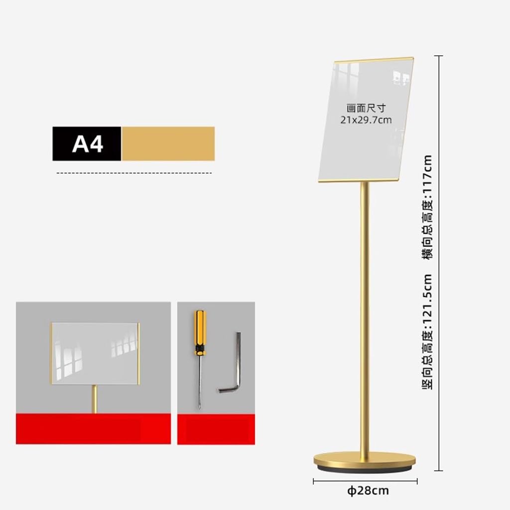 WIGSELBL Soporte para carteles A4 y A3, soporte para carteles publicitarios para boda, soporte para letreros de pie para vista vertical y horizontal (Nero, A4)
