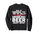 Wegen Rechnungen bezahlen müssen trinke ich gerade kein Bier Sweatshirt