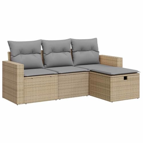 vidaXL Juego de sofás jardín con Cojines 4 pzas ratán sintético Beige