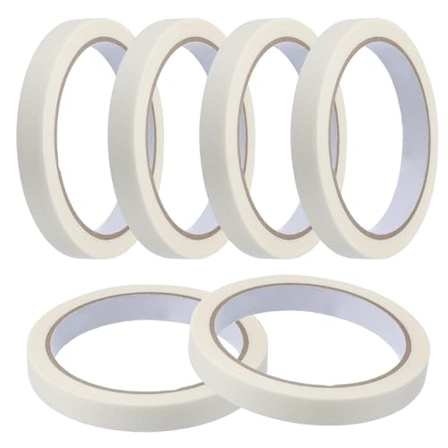 Image of MECCANIXITY Masking Tape 0.5 Inch x 21 Yard Painters Tape Adhesive Paint Tapes for DIY Crafts Arts Wall Painting Labeling Car Home Office Decoration, White, Pack of 6