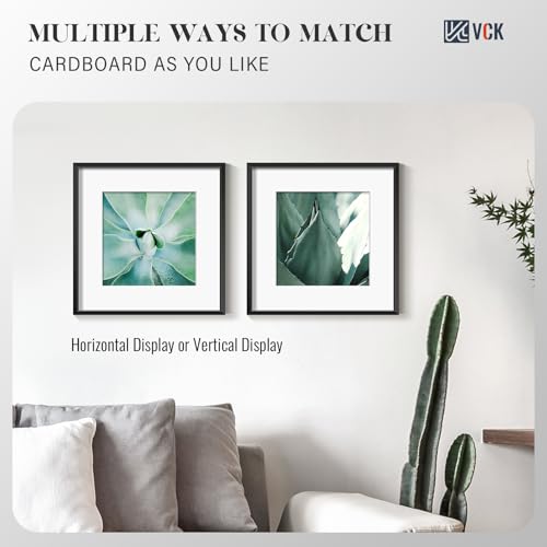 Image of VCK 12x12 Frame Black Metal, Real Glass, 8x8 Mat, for Picture Print