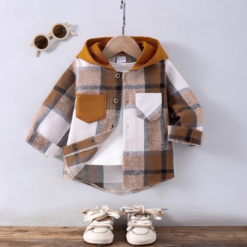 Toddler Baby Boy Clothes Infant Plaid Long Sleeve Button Down Jacket Top Shirt Pocket Fall Winter Outfits 12 Months-5T2