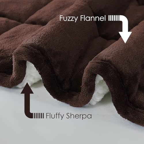 Image of yescool Weighted Blanket for Adults (15 lbs, 60 inch x 80 inch, Brown) Heavy Blanket for Sleeping Perfect for 140-160 lbs, Queen Size Breathable Blanket with Premium Glass Bead, Machine Washable