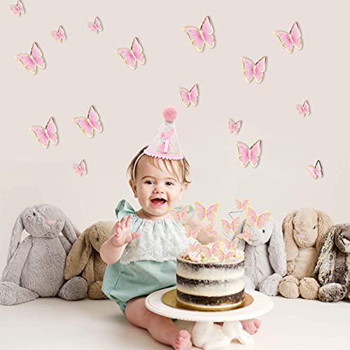 66 Pcs Butterfly Cupcake Toppers Birthday Party Decor,Pink Gold Cake Topper Picks Decor For Girls Women Wedding Birthday Party Baby Shower Party Wall Decoration #TOP4