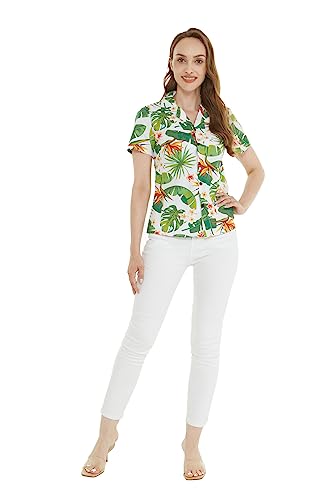 Couple Matching Hawaiian Luau Men and Women Shirts in Bird of Paradise2