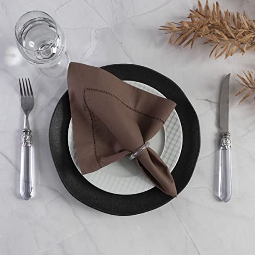 Guardanapo de Tecido Algodão Ponto Ajour 10 Peças Cor: Marrom