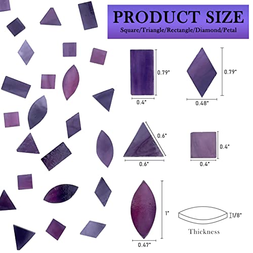 Litmind Purple Stained Glass Mosaic Tiles Kit For Crafts - 240 Pieces, 5 Shapes Mixed (Rectangle, Triangle, Rhombus, Square, Leaf) - Ideal For Mosaic Making Projects And Beginners #TOP2