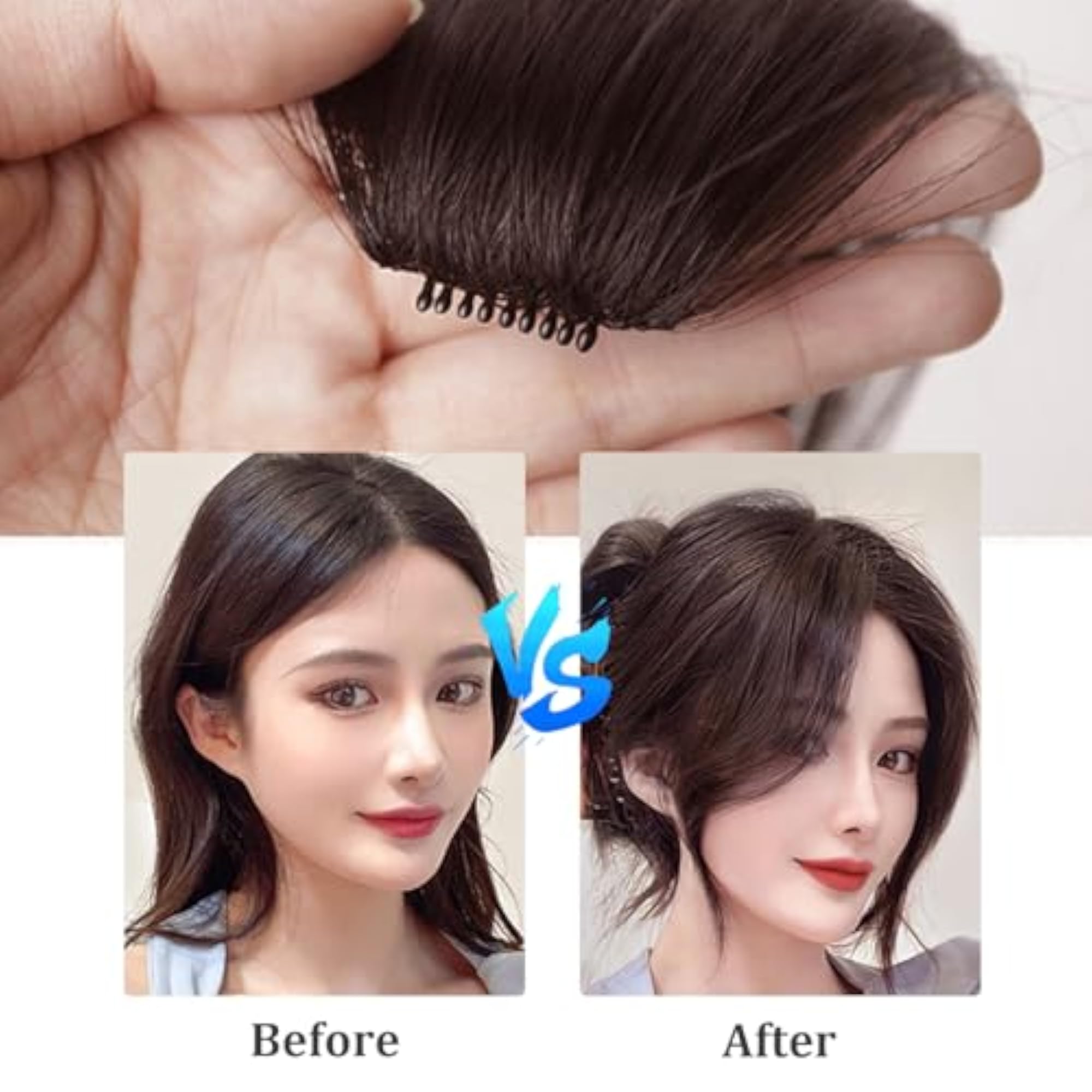 Women's Dark Brown Clip In Hair Bangs Extensions, Pack of 2