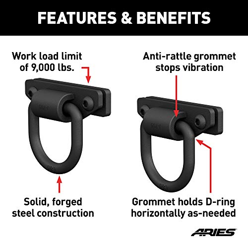 Aries 2081300 Heavy-Duty Tow Hooks Anti-Rattle D-Ring Shackles, 9,000 Lbs Capacity #TOP2