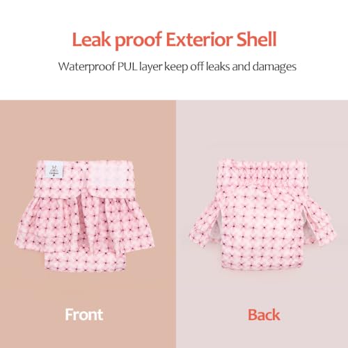 Image of CuteBone Female Dog Diapers with Skirts 3 Pack Reusable Puppy Dresses Pants for Heat Cycle Period QBD36XL