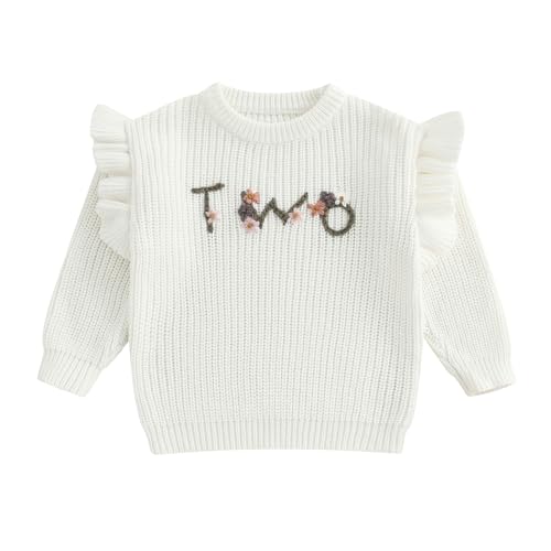 Baby Boy Girls One Birthday Sweater Embroidered Sweater Long Sleeve Pullover Knitwear Tops First Birthday Outfit