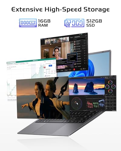 Image of Laptop 16GB RAM 512GB SSD, Portable Lightweight Laptops with Pentium Gold 6500Y, 14 Inch FHD IPS Screen, USB 3.2, USB-C, HDMI, TF Card Slot, PC Laptop Computer Good for Business and Student