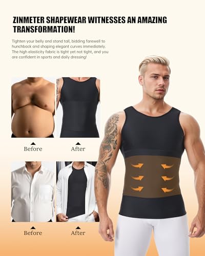 Men's Compression Tank Top Slimming Shapewear Undershirt Body Shaper Gynecomastia Tummy Control Abdomen Shirt3