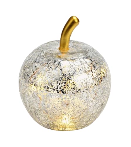 G. Wurm Dekoleuchte Apfel (XXS) Glas Silber - Apfel Lampe mit 5er LED Lichterkette, Dekolampe, Tischleuchte, Apfellampe