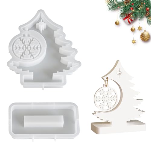 Bekecidi Christmas Tree Resin Moulds, Epoxy Resin Moulds Christmas Silicone Mould Snowflake Pendant Molds Jewellery Making Kit DIY Craft Xmas Ornament Home Decoration