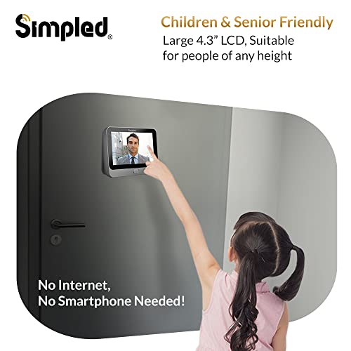 Simpled Wifi Digital Door Viewer 4.3 Inch Lcd Screen - Cloud Storage Smart Video Camera Doorbell Peephole - Built-In Lithium Battery, Night Vision, Motion Detection With Chime #TOP2