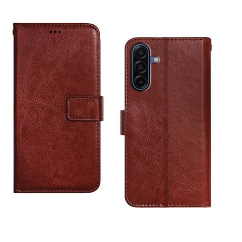 Image of amazon basics Samsung Galaxy A17 5G Flip Cover | Card Pockets Wallet & Stand | Flip Cover for Samsung Galaxy A17 5G (Brown)