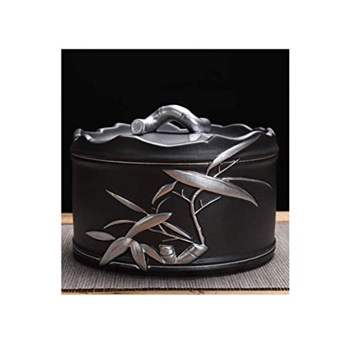 大人の灰のための葬儀の壷 人間の大中型の記念壷 中国風の手作りの陶器と手描きの記念品-自宅や墓地やニッチの埋葬壷 ゴールドS