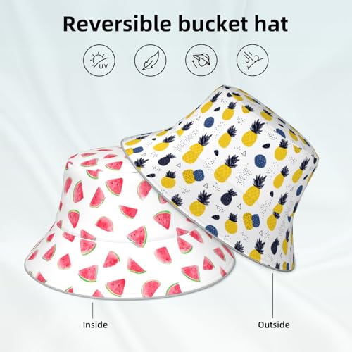Image of Bucket Hat Double-Side-Wear Reversible Sun Hat Beach Travel Hiking for Women Men