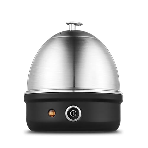 VBVARV Elektrischer Eierkocher, Schnellkocher Automatischer Abschaltung FüR Weich, Mittel Und Hart Gekochte Eier, GedäMpfte Eier, GemüSe Und Teigtaschen, Edelstahl-Eierschale,Schwarz