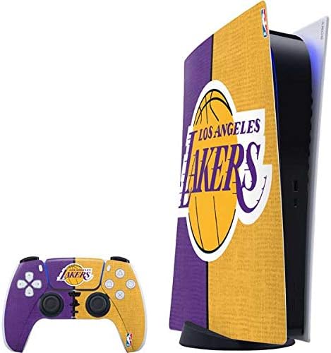 Skinit Decal Gaming Skin Compatible with PS5 Digital Edition Bundle - Officially Licensed NBA Los Angeles Lakers Canvas Design