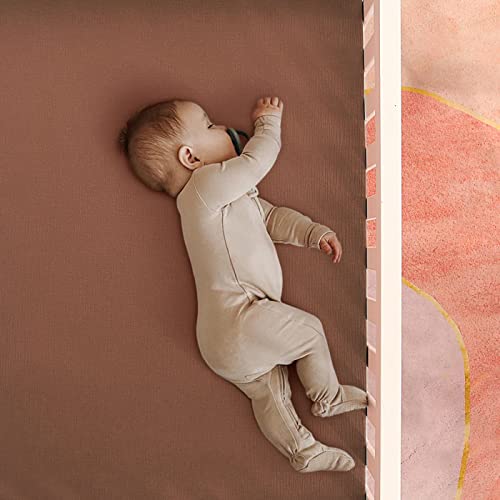 Image of GRSSDER 100% Cotton Muslin Crib Sheet 2 Pack - Breathable & Ultra-Soft Fitted Crib Sheets for Standard Baby & Toddler Mattresses, 52 inchx28 inch with 9 inch Deep Pocket, Snug Fit All-Around Elastic
