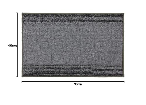 JVL Palmero Machine Washable Latex Backed Carpet Door Mat, Grey/Black, 40 x 70 cm (Rectangular) - Image 2