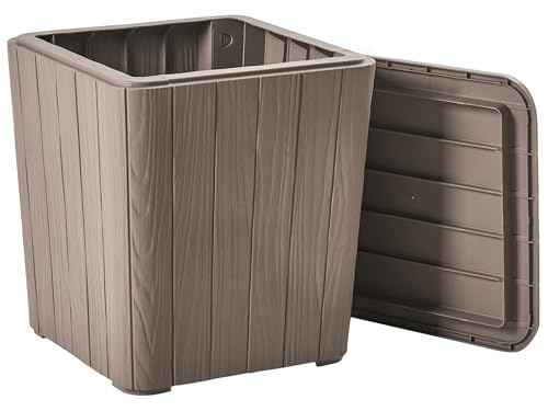 Beliani Coffre de Rangement de Jardin en Polypropylène 40 x 42 cm Meuble d'Extérieur Taupe Sarandi