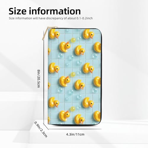 Leather Thin Slim Wallets for Women Men - Fashion Cute Duck Bubbles Print Card Wallet Holder with Zipper2