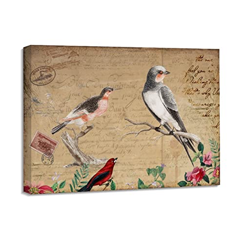 Toile oiseaux français déco de bureau peinture à l'huile encadrée