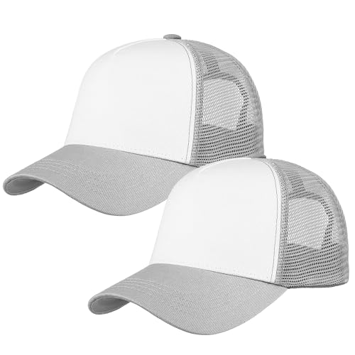 Image of Falari 5-Panel Mesh Baseball Cap, Trucker Hat, Structured Plain Design, Cotton, Adjustable Size