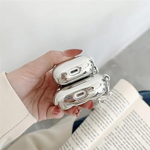 Tomcrazy Case Compatible with AirPods 1 & 2 Cases, Shockproof Protective Cover Silver Plating Soft Skin with Mirror Love Heart Pendant Keychain 01 by Tomcrazy - Image 7