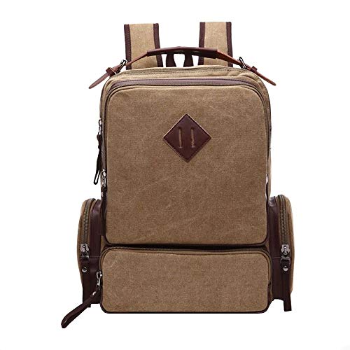 Mochila de Lona Masculina com Partes em Couro e Compartimento Para Notebook de Até 15.6 Polegadas Im