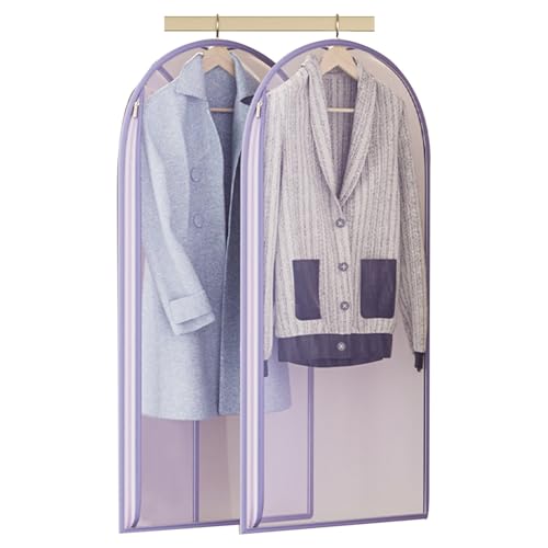 2 Purple Garment Bags for Hanging Clothes, Organza Dress Bag, Side Opening, Suitable for Clothes Rod, Wardrobe(60x90cm/24x35in)