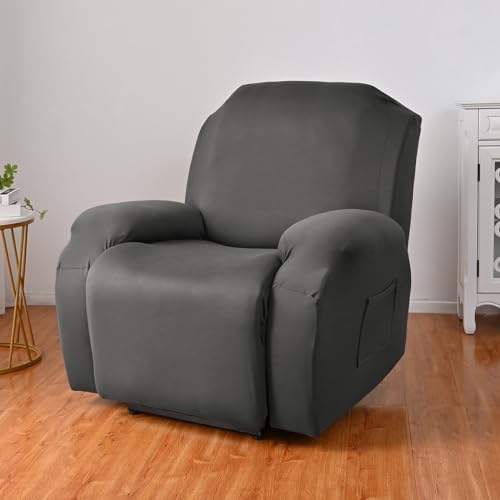 FANSU Recliner Chair Covers 1 Seater for Armchairs with Pockets Stretch Recliner Slipcover for Electric Chair Sofa Covers Furniture Protector for Living Room (1 Seater,anthracite) - Image 2