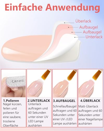 Aokitec Aufbaugel für Gelnägel Set, No File Builder Gel für Nägel, 2 Farben Nude und Weiß, Selbstglättendes Nail Gel UV, Mittelviskos Nagelgel für Anfänger Selber Machen, Verlängerung & Reparatur