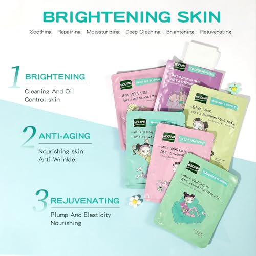 Face Masks Skincare Set for Girl,Moisturizing Collagen Facial Masks for Women Home Spa,Hyaluronic Acid Face Mask for All Skin Types,Day Night Facial Mask Deep Cleaning,Oil Contral 25ml (12Pack) - Image 5