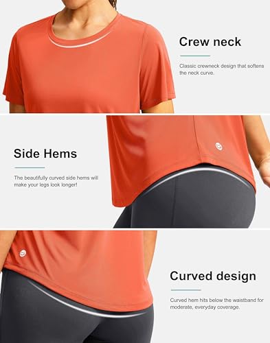Image of Women's Short Sleeve Workout Shirts UPF 50+ Sun Protection T-Shirts Quick Dry Breathable Gym Running Hiking Tops for Women