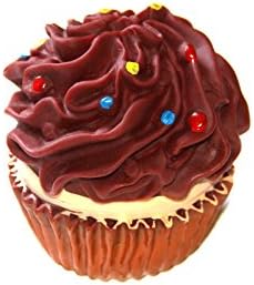 ALAZCO Cute Chocolate Frosting Cupcake Desert Shape Squeaky Dog Toy Rubber Squeaker Great Gift