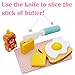 Toy Kitchen Wooden Pop-Up Toaster Play Set 10 Pcs, Interactive Early Learning Toaster, Exclusive Chopping Board, Knife, Poached Egg Honey Bear and Sliceable Butter, Fun and Colorful for Girls and Boys