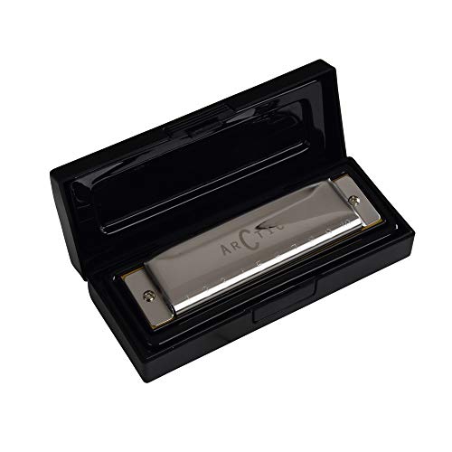 Image of ARCTIC AR-HA-10G G Scale 10-hole /20 tones Premium Harmonica /Mouth Organ with Case and Cloth for Professional and Amateurs. Ultra premium finish and durable built