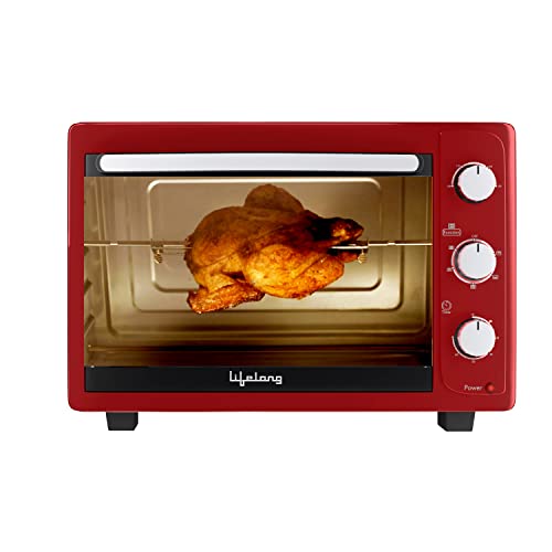 Lifelong LLOT20 20 Litres Oven, Toaster & Griller with Auto Shut Off, OTG Oven for Baking Cake, Pizza, Grilling and Toasting at Home (1 Year Warranty, Red)