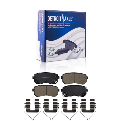 Image of Detroit Axle - Rear Brake Kit for 2018-2023 Hyundai Kona 21-23 Kia Seltos | Disc Brake Rotors Ceramic Brake Pads with Hardware2019 2020 2021 2022 Replacement 11.18 inch inch Rotor