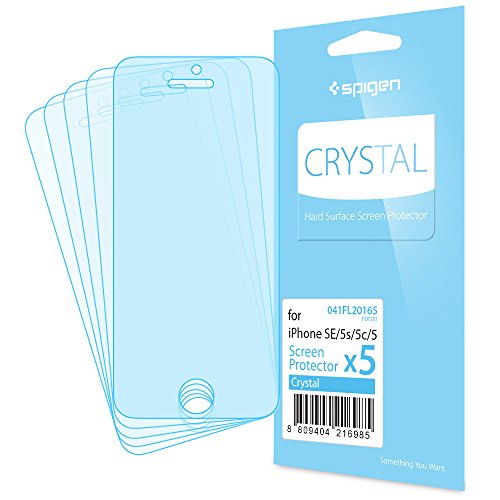 Spigen Crystal Clear iPhone SE Screen Protector with Crystal Film 5 Pack for iPhone SE