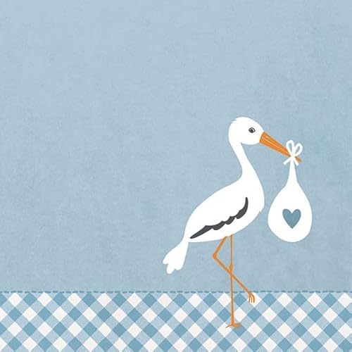 Generic 20-ct 6.5 Baby Boy Napkins Baby Boy Shower Napkins Baby Napkins Its a Boy Napkins Boho Baby Shower Napkins Decorative Napkins for Decoupage Little Blue Cutie Baby Shower Oh Baby Napkins Stork