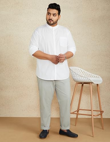 Image of Amazon Brand - Symbol Men's Cotton Shirt | Chinese Collar | Casual | Plain | Full Sleeve | Summer - Regular Fit (Available in Plus Sizes)