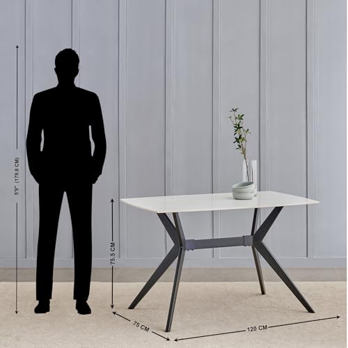 Image of Home Centre | Rika 4-Seater Dining Table | Sintered Stone Top | White | 1 Year Warranty